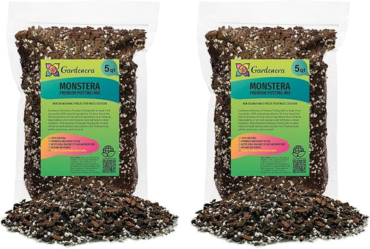 Gardenera Premium Monstera Potting Soil - 10 Quart - Quick Drain Potting Soil for Growing and Repotting Monstera Deliciosa/Swiss Cheese Plant (2 Bags of 5 Quart)