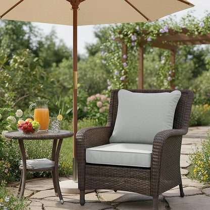 Summsun Patio Cushions for Outdoor Furniture, Faux Linen Water Resistant Backrest and Deep Seat Cushion Set with Non-Slip Bottom, Ties, Removable Cover, 22 x 22 Inch, Light Grey