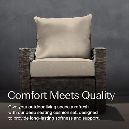 Honeycomb Outdoor Heritage Deep Seat, 24 x 23, Textured Solid Almond Chair Cushion for Patio Furniture