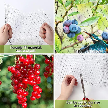 Unves Bird Netting, 13 x 33 Feet Reusable Heavy Duty Fruit Tree Net with 50 Pcs Cable Ties, Garden Netting for Seedlings Plants Vegetables Protection from Birds and Animals Reusable Fencing
