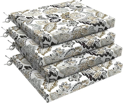 LVTXIII Outdoor Chair Cushions 18.5"x16"x2" Pack of 4, Water-Repellent Square Corner Memory Foam Seat Cushions with Ties for Garden Patio Furniture, Dailey Tan