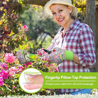 Ainiv Floral Gardening Gloves for Women/Ladies, Non-Slip Garden Work Gloves,Breathable Yard Work Glove Light Working Gloves