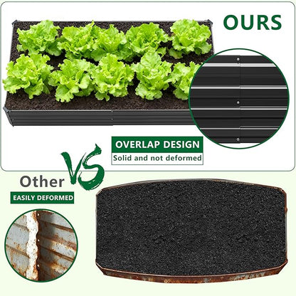 Meberam 2 Pack 6x3x1FT Galvanized Raised Garden Beds Kit Outdoor Metal Gardening Planter Box for Vegetable Elevated Flower Herbs,Black
