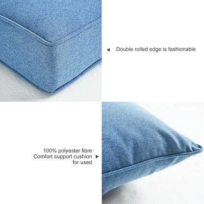 ARTPLAN Outdoor Deep Seating Cushions with Backrest Set, All-Weather Waterproof Patio Sofa Cushions for Sectionals, High-Resilience Foam Garden Furniture Cushion Cover,Warm Blue