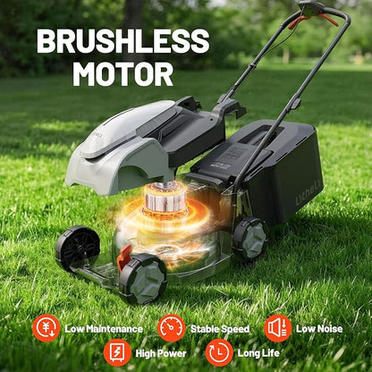 Litheli 14 Inch Battery Lawn Mower, Lightweight Push Mower with 5.0Ah Battery, Easy-Start Cordless Grass Cutter for Small Yards