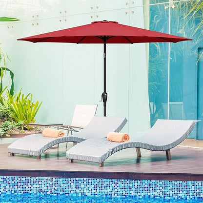Simple Deluxe 2 Pack 9' Patio Umbrella Replacement Canopy Only Outdoor Table Market Yard Umbrella Replacement Top Cover with 8 Ribs, Red
