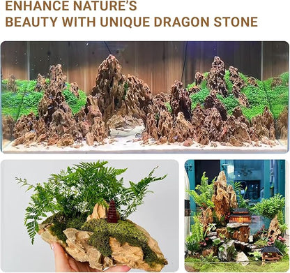 Dragon Rocks Aquarium Rock aquascaping Natural Stone Rocks Fish Tank Decor Rocks for Aquariums Landscaping Model Tank Decoration Aquarium Miniature -20lb (2-8 inch)