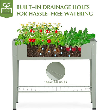 DDK Outdoor Heavy Duty Metal Raised Garden Bed with Legs (Green)