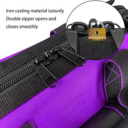 Garden Tools Bag 16 inch Wide Mouth Tool Bag with Molded Base Tool Tote for Women, Heavy Duty,600D polyester fabric (Purple color)