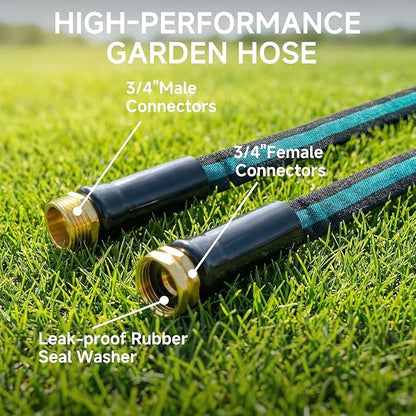 25FT Lightweight Garden Hose – Kink-Resistant, Flexible, High-Pressure Hose for Outdoor Watering, Lawn Care, Garden, and Car Cleaning