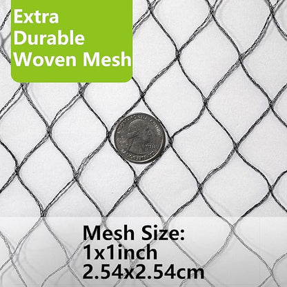 25x50ft Bird Netting, 1 inch Mesh, Heavy Duty Garden Netting for Fruit Trees, Blueberry Bushes, Vegetables, Extra Strong Woven Mesh Against Birds, Deer, Squirrels, Poultry and Other Animals