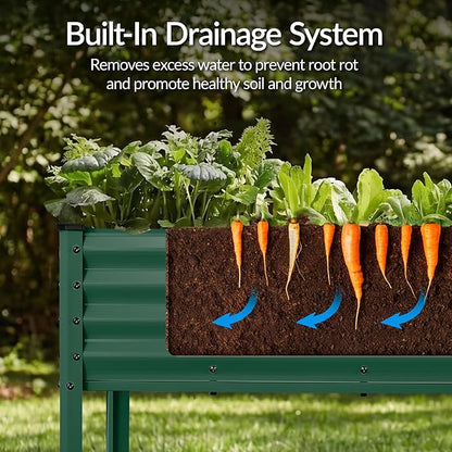 Best Choice Products 72x24x30in Non Toxic Galvanized Raised Garden Bed, Metal Elevated Planter Box, Vegetable Garden, 100% Non Toxic Materials - Dark Green