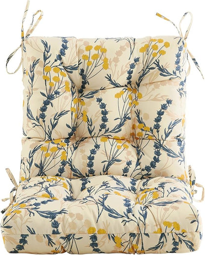 ARTPLAN Seat/Back Outdoor Chair Cushion,Set of 4 Patio Chair Cushion with Tie,Tufted Replacement for Patio Furniture,40x20x4 Inches,4 Count,Floral