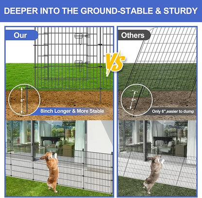 10 Panels No Dig Decorative Garden Fence with Gate, 40 in(H) X 23.6 ft(L) Outdoor Dog Rabbits Fence, Animal Barrier Pet Fencing Rustproof Metal Wire Panel Border for Yard, Patio, Flower Bed
