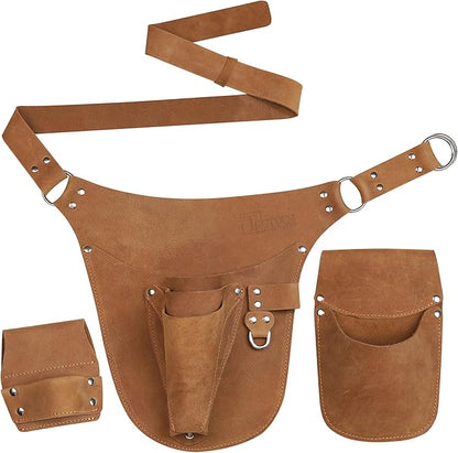 Leather Garden Tool Belt for Men Women | Gardening Tool Pouch | Gardener Apron | Holster Pouch | Tool Belt Bag Organizers | Florist Belt, Electrician, Carpenter, Framer, Landscaper