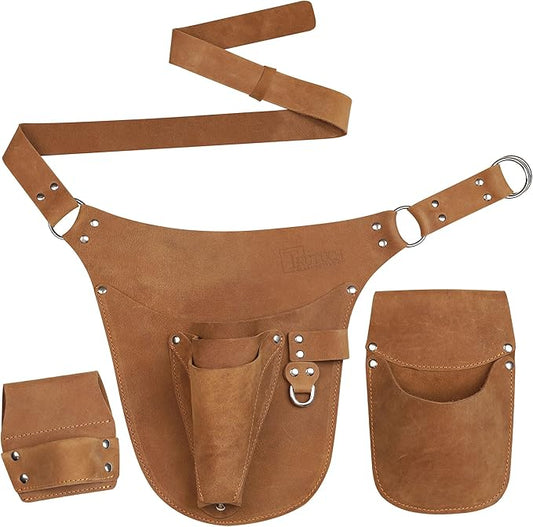 Leather Garden Tool Belt for Men Women | Gardening Tool Pouch | Gardener Apron | Holster Pouch | Tool Belt Bag Organizers | Florist Belt, Electrician, Carpenter, Framer, Landscaper