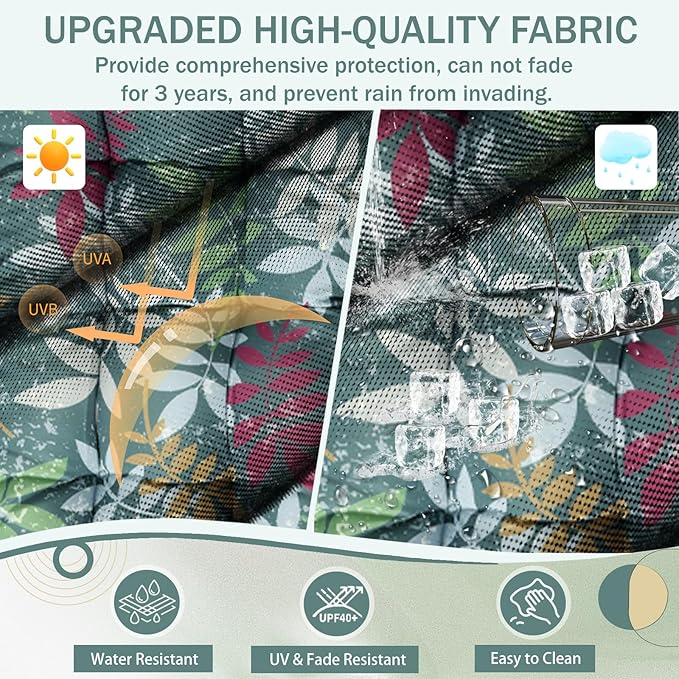 2/3 Seater Swing Replacement Cushion, Waterproof Porch Swing Cushions with Backrest, Thickened Bench Cushions for Outdoor Furniture, for Outdoor Patio Swing (Flower Color, 55 * 40in)