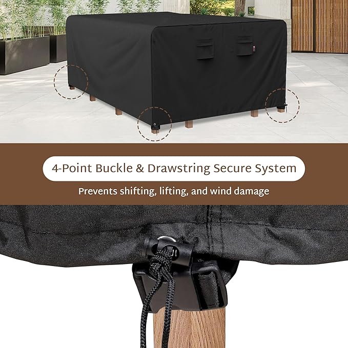 iBirdie Outdoor Patio Furniture Set Covers 110 x 64 inch fit 5 x 9 ft, 60, 62 inch Wide, 108, 110 inch Long Outside Dining Table and Chairs, Waterproof Weatherproof Cover, Heavy Duty 600D