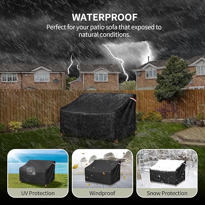 KylinLucky Outdoor Patio Sofa Cover fit 54 x 38 x 29 inch, 53 x 37, 52 x 36 Waterproof Weatherproof Heavy Duty 420D Garden Furniture Cover for Outside Sofa Couch