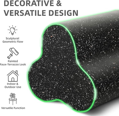 18” Outdoor Side Table, Durable Lightweight MGO Faux Terrazzo Patio Accent Table, Outdoor Modern Coffee Table, 3-in-1 Weatherproof End Table Garden Stool for Garden, Balcony,Poolside,Black