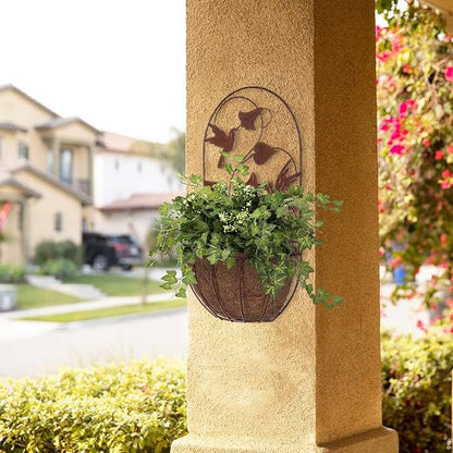 BAYN 2PKs Wall Hanging Planter Decor Art with Hummingbirds, Metal Wall Mounted Planters Indoor Outdoor Wall Planter for Succulent Herb Home Garden Yard