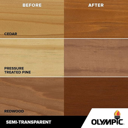Olympic WaterGuard 11.75 oz Acorn Brown Wood Stain & Sealer | Water-Based Deck, Fence & Siding Stain, Waterproofing UV, Semi-Transparent