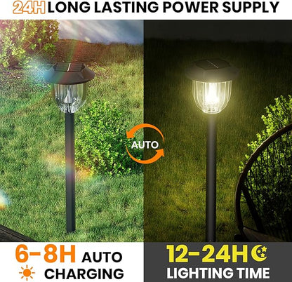 Bright 10 Pack Solar Pathway Lights Outdoor, Solar Powered Garden Lights Waterproof IP65, Auto On/Off LED Solar Lights for Landscape Path Lighting,Decor for Yard,Patio,Driveway,Lawn (Warm White)