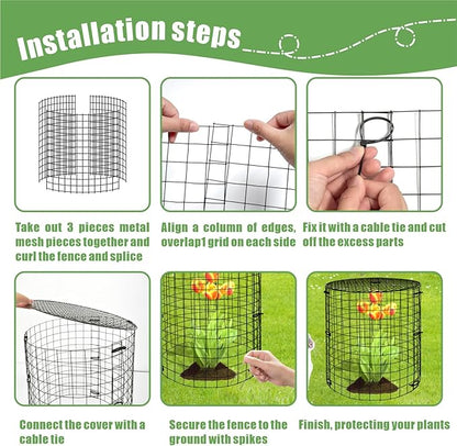 Garden Plant Protectors from Animals,Metal Plant Cage Chicken Wire Cloche with Ground Stakes and Nylon Tie,Garden Plant Protectors for Flower Vegetable to Keep Animals Out-11.8"x 12.6" (6)