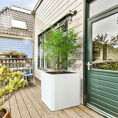Steel Planter Box-20"x20"x20"-Large Square Planter Box-Outdoor Indoor-White Metal Planter Box Cube Steel Planters Heavy Duty Commercial Residential for Porch Patio Home Garden Hotel