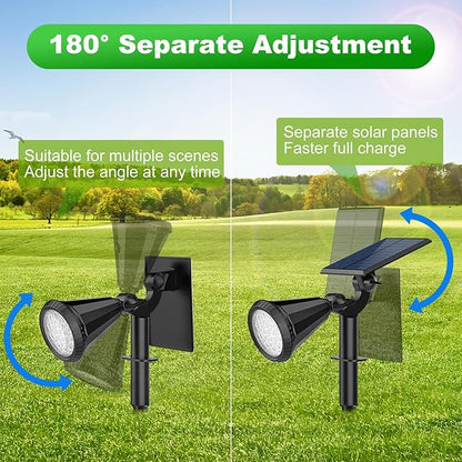 Tadyreal Solar Spot Lights Outdoor Waterproof 180° Adjustable Solar Powered Landscape Lights for Yard 4 Lighting Modes Solar Spotlights for Pathway Garden Outside Wall Pool Porch (2 Pack, Warm White)