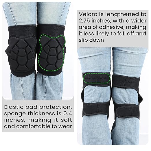 Wanlvhu Women Men Knee Pads for House Working, Soft Kneepads for Gardening, House Cleaning, Outdoor/Indoor Work, Adjustable Flooring Knee Pads Protect Knee Safety (Black L)