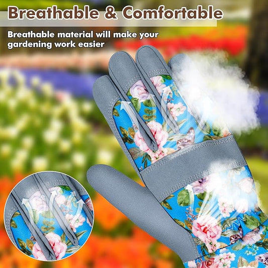Long Gardening Gloves for Women Thorn Proof Leather Garden Gloves Breathable Working Gloves for Women Yard Outdoor