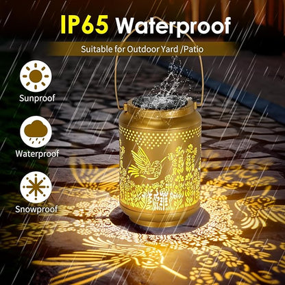 Hummingbird Solar Lanterns Outdoor Lights: Garden Decor Birthday Gifts for Women Mom Grandma Nana Aunt, Hanging Solar Lights Outdoor Waterproof Outside for Yard, Patio, Backyard, Porch