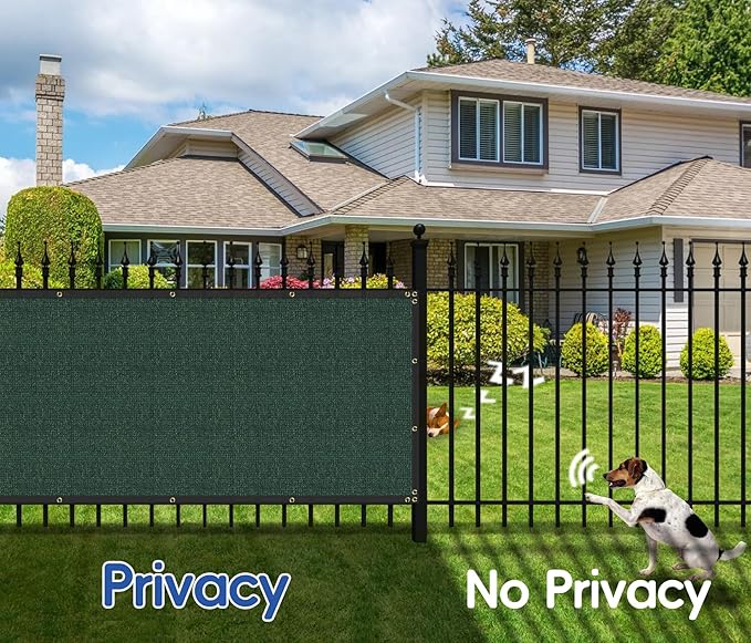 4'x191' Privacy Fence Screen Net Fencing 90% Privacy Blockage Windscreen Fence Cover with Copper Grommet for Patio Backyard Garden Swimming Pool, Zip Ties Included, Green