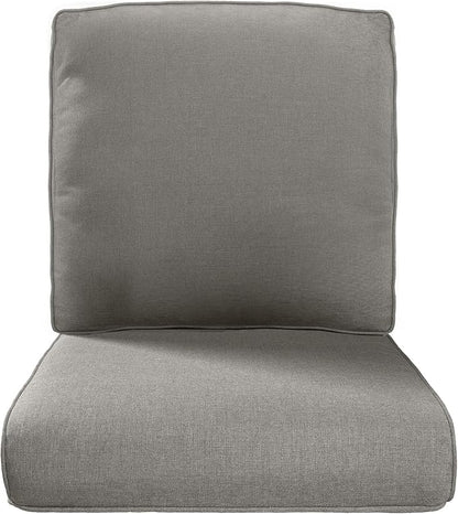 Pop 22x25/22x24 Outdoor Replacement Cushions - 1 Set High Back Deep Seat Patio Furniture Cushion for Rattan Dining Swivel Rocking Chairs Rattan Loveseat Couch Sectional Sofa - Grey/Classic