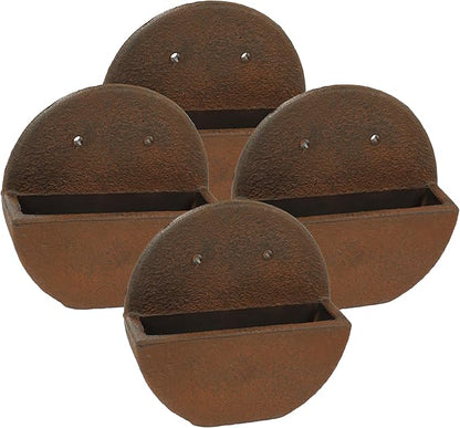 Sunnydaze 12" Round Wall Planter - Polyresin Wall-Hanging Flower Pot for Indoor or Outdoor - Dark Brown - Set of 4