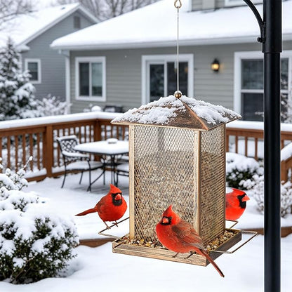 Bird Feeder, Heavy Duty Metal Bird Feeders for Outdoor Hanging, Wild Birdfeeder with Lid Buckle for Garden Yard Outside Backyard, 6LB Large Capacity