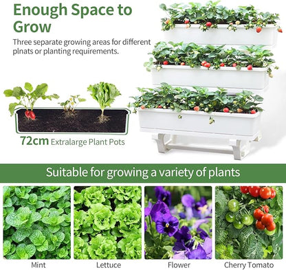 Oliz Planters for Outdoor Plants 3 Tiers Vertical Raised Garden Bed Freestanding Elevated Planter with Planter Tray for Indoor and Outdoor Strawberry, Herb, Flower, and Vegetable Planter