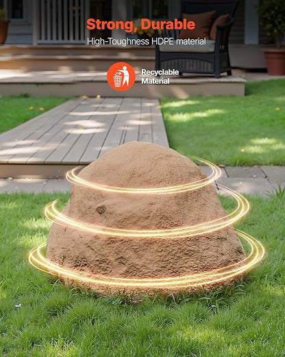 VEVOR Faux Rock Cover, Outdoor Fake Rock Well Pump Cover, Realistic Natural Texture, Lightweight & Weather-Resistant Artificial Boulder for Landscaping Garden Yard Décor, Sandy Brown, Medium Size