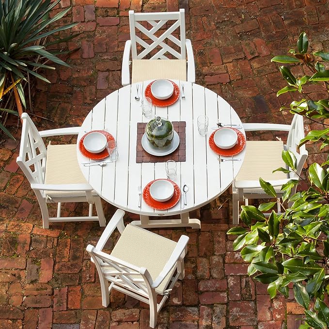 LVTXIII Outdoor Seat Cushions Seasonal Replacement Chair Cushions, Patio Chair Pads with Ties for Dining Chairs and Garden Furniture, (Square Back, 18.5"x16"x2", 4 Pack, Strip Beige)