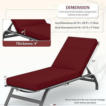Chaise Lounge Cushions Outdoor, 80" L X 26" W X 4" D Lounge Chair Cushions for Outdoor Furniture, High-Density Foam Outdoor Chaise Cushion-Waterproof Fade-Resistant ThickPatio lounge chair cushion