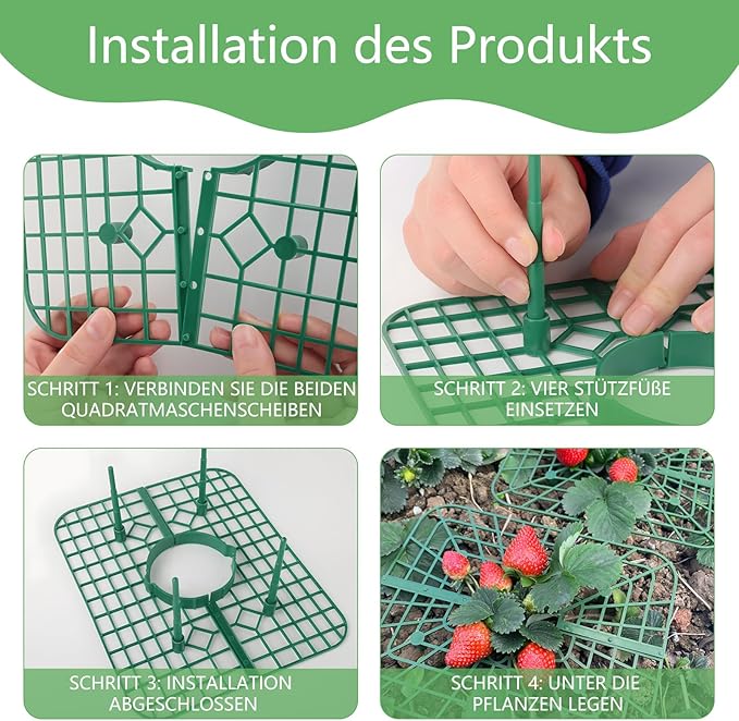 ANGTUO 10 Pack Square Strawberry Supports for Garden Strawberry Plant Support Strawberry Stand Holder Strawberry Racks Growing Frame