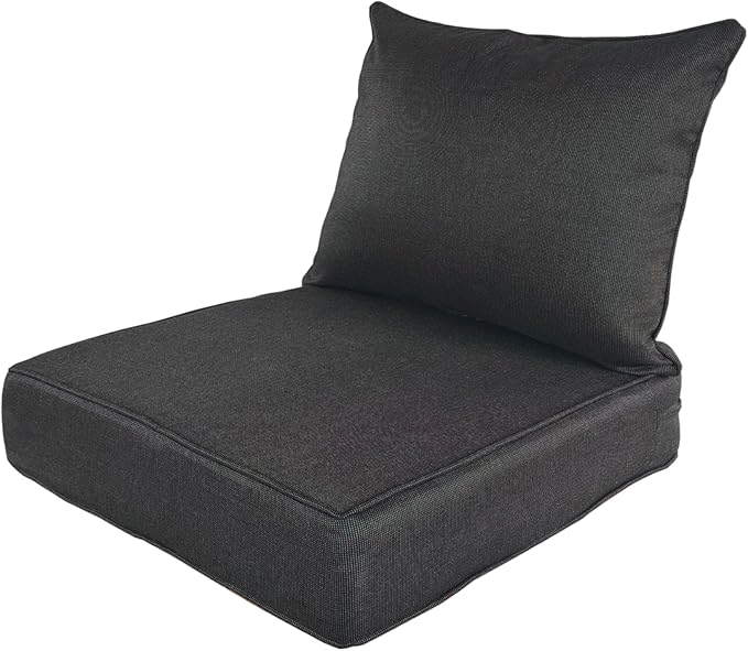 Outdoor Patio Furniture Replacement Cushions,24X24X5 Inch Deep Seat Chair Seat Back Cushion Set,All Weather Breathable Sectional Cushions for Patio Furniture Couch Loveseat,Black