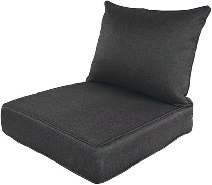 Outdoor Patio Furniture Replacement Cushions,24X24X5 Inch Deep Seat Chair Seat Back Cushion Set,All Weather Breathable Sectional Cushions for Patio Furniture Couch Loveseat,Black