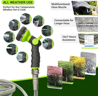 50 FT Non-Expandable Garden Hose – Heavy Duty Flexible Water Hose for Home & Yard Use, 1/2" ID, 3/4" Solid Swivel Fittings, Kink & Leak Resistant