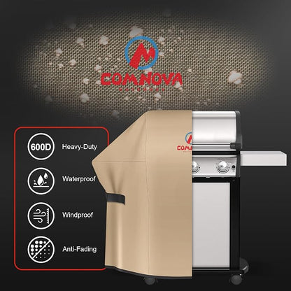 Comnova Grill Cover 55 Inch - 600D BBQ Covers for Outdoor Grill Waterproof and Heavy Duty, 55 Inch Barbecue Gas Grill Cover for Weber, Char-Broil, Nexgrill, Monument, Dyna-glo, Brinkmann and More