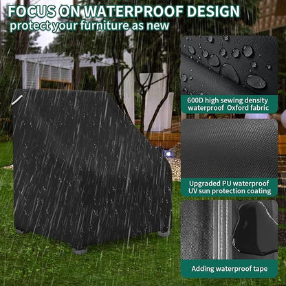 AKEfit Patio Chair Covers for Outdoor Furniture Waterproof 2 Pack,Heavy Duty Outdoor Chair Covers Waterproof for Lawn Lounge Seat, Wicker, Adirondack&Rocking Chairs,Black-37Wx30Dx31H inches