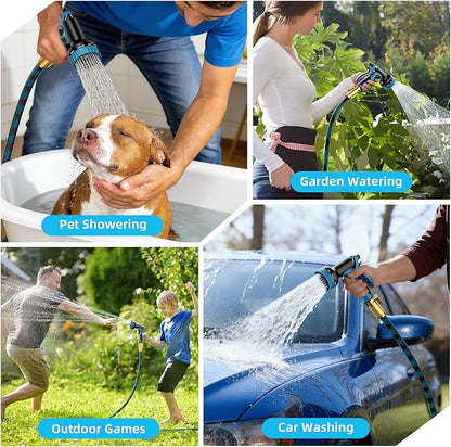 Garden Hose, Non-Expandable Water Hose 125 ft, Flexible, Kink & Leak Proof Water Pipe with 10-Function Spray Nozzle, Lightweight Outdoor Hose for Yard, Lawn, Car Wash, RV and Home Use