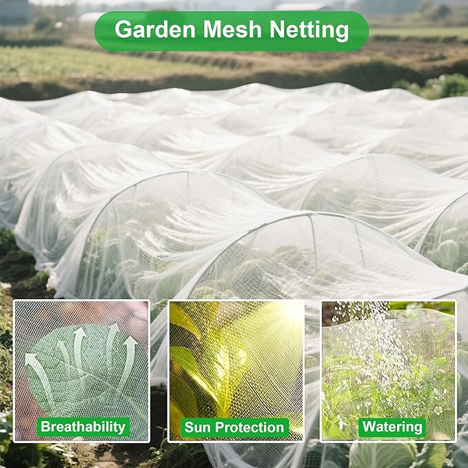 Garden Netting 10x20FT 2 Packs Ultra Fine Mesh Netting Bird Barrier Protection Vegetable Fruit Tree Bushes Plant Cover for Raised Bed