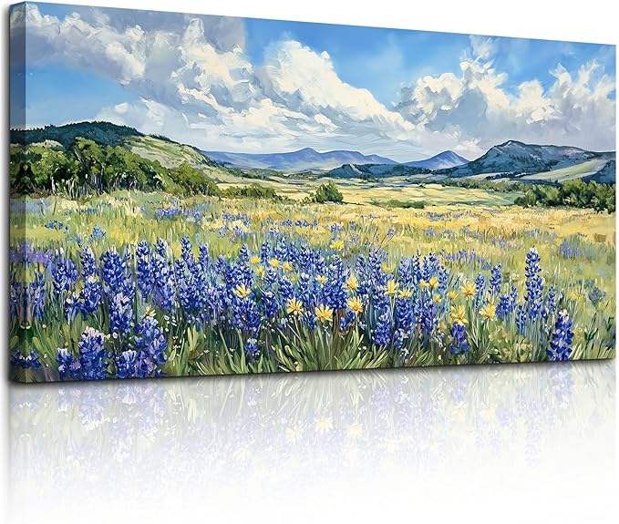 SERIMINO Nature Landscape Wall Art, Wilderness Meadow Wildflower Large Artwork, Rural Scenic Canvas Art Prints, Bright Natural Scenery Pictures Wall Decor Living Room Bedroom Rustic Farmhouse 20"X40"
